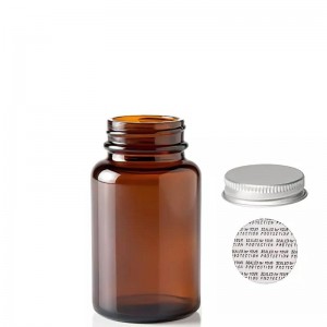 Pharmaceutical 250cc Wide mouth amber glass pill bottles with silver metal cap for Tablet