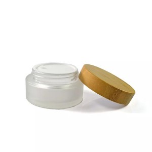 cosmetic face cream container 5ml 15ml 30ml 50ml 100ml frosted clear glass jar with bamboo lid