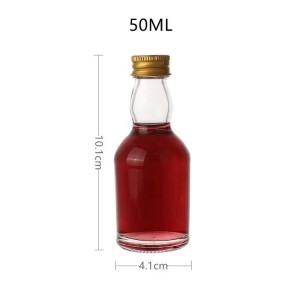 Custom Transparent 50ml Small Mini Glass Fancy Liquor Wine Bottle with Screw Cap