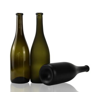 Matte green color 750ml wine champagne glass bottle frosting wine bottle
