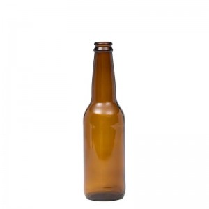 Amber beer bottle 250ml long neck design beer bottle with crown cap top in stock