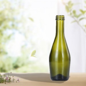 Dark green 200ml small glass burgundy wine bottle with aluminum screw cap
