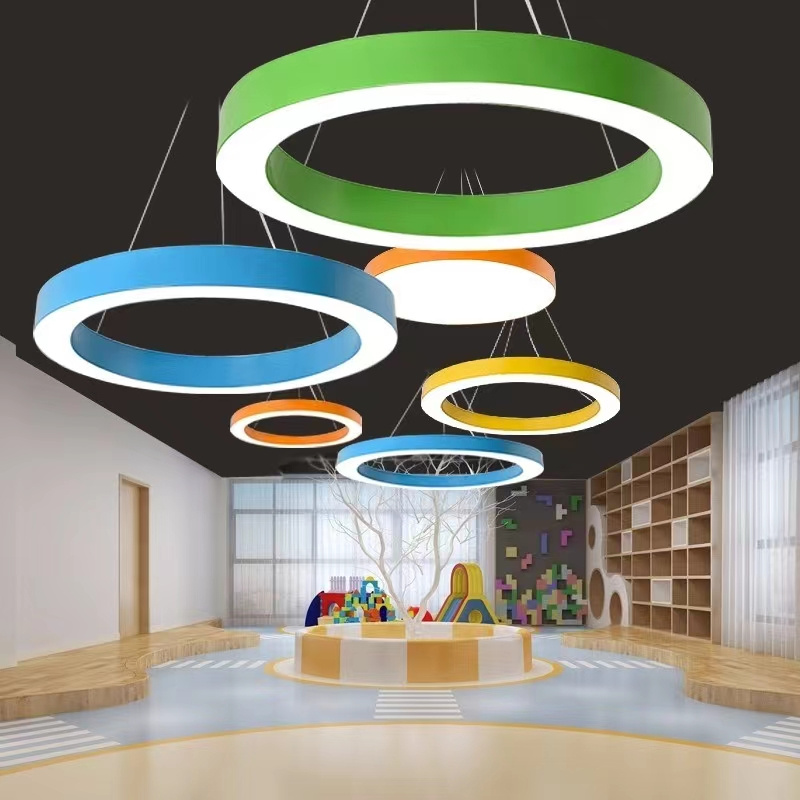 HITECDAD  Modern LED Ring Chandelier Acrylic Round Shape Ceiling Light