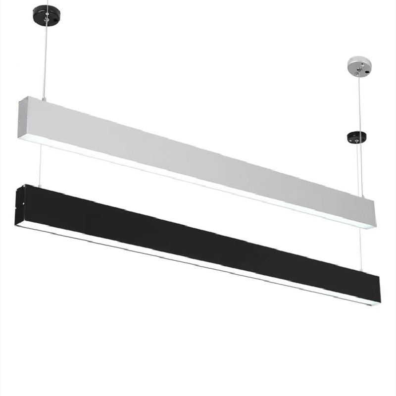 HITECDAD LED Dimmable Linear Pendant Light Modern Matte Black for Kitchen Dining Room Aluminum art Height Adjustable