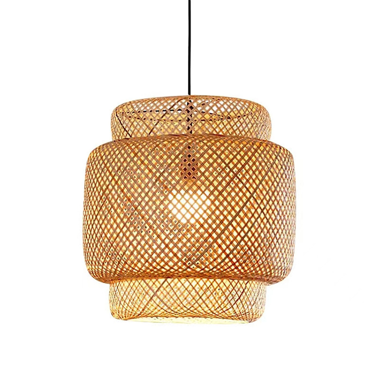 Hitecdad Retro E27 Bamboo Hanging Lamp Chandelier for Restaurant Cafe Tea House