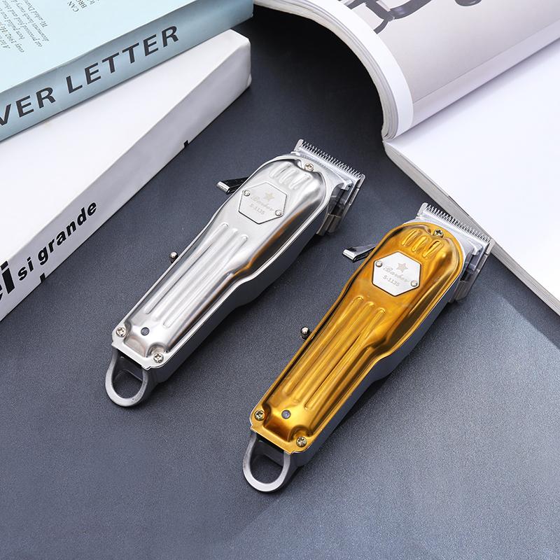 SHOUHOU 1135 440c Stainless Steel R-shaped Head Cutter Eight Limit Combs Hair Cutter Overcharge and Over-discharge Protection Full Metal Body Hair Clipper