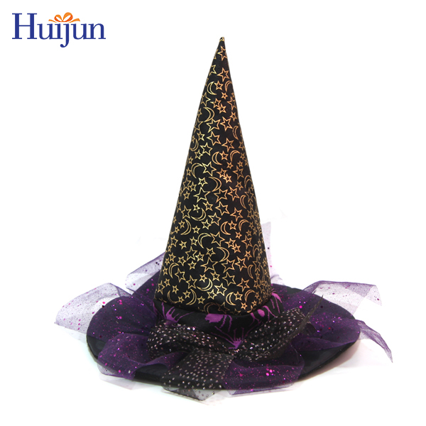 Halloween Party Decor Gold & Black Witch Hats for Women Adult Witch Vampire Halloween Costumes Accessories