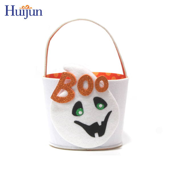 New Portable Felt Halloween Ghost Bucket Candy Gift Basket