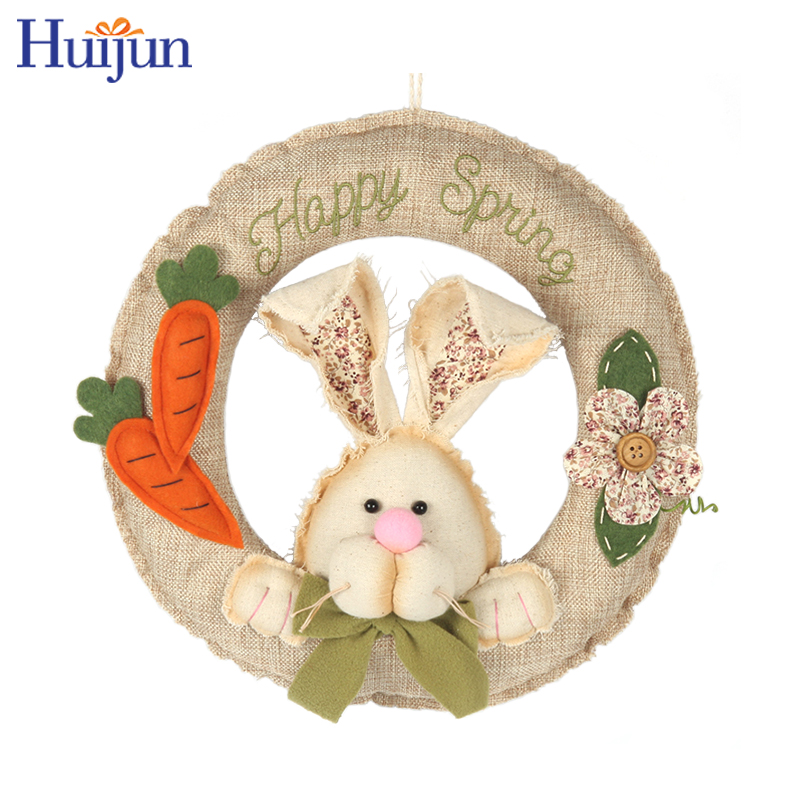 Decorative Easter Fabric Bunny Wreath For Hanging Door Decor