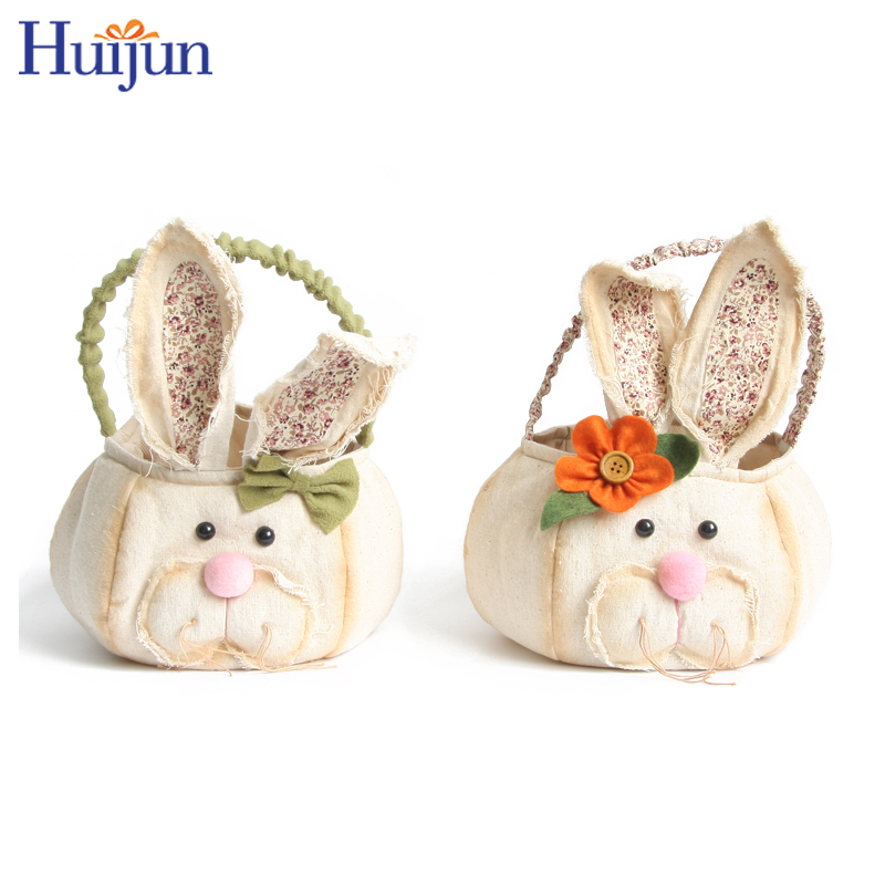 High Quality Hopsacking Bunny Basket Rabbit Bucket Egg Home Party Decorations Gifts For Kids