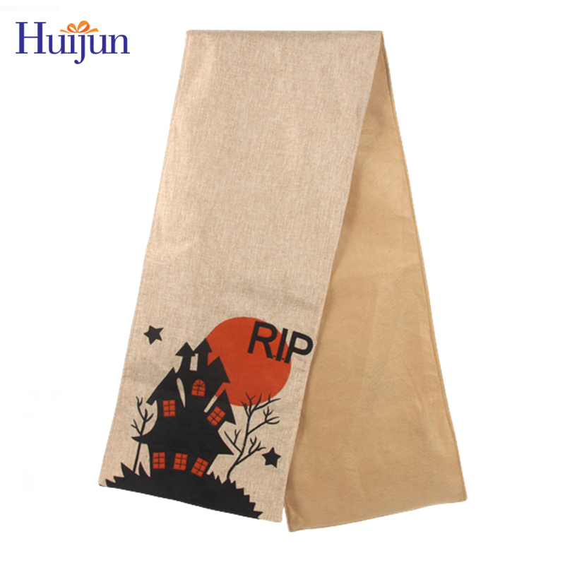 Wholesale 13 x 71 Inch Festive Patch Embroidered Halloween Table Runner For Holiday Party