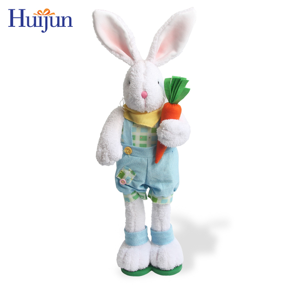 Hot Sell Lovely Boy and Girl Easter Rabbit Plush Long Ear Bunny Standing Ornaments Easter Gifts