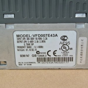 გაყიდვადი დელტა ინვერტორი დელტა vfd სიხშირის ინვერტორი VFD007E43A