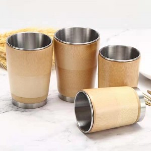 2020 New Style Love Cups - Outdoor Insulated Vacuum Drinking Beer Cocktail Wine Glass Bamboo shell Stainless Steel Cup – Huijioing