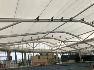 Steel Truss PVDF membrane structure Roof For Tennis Stadium