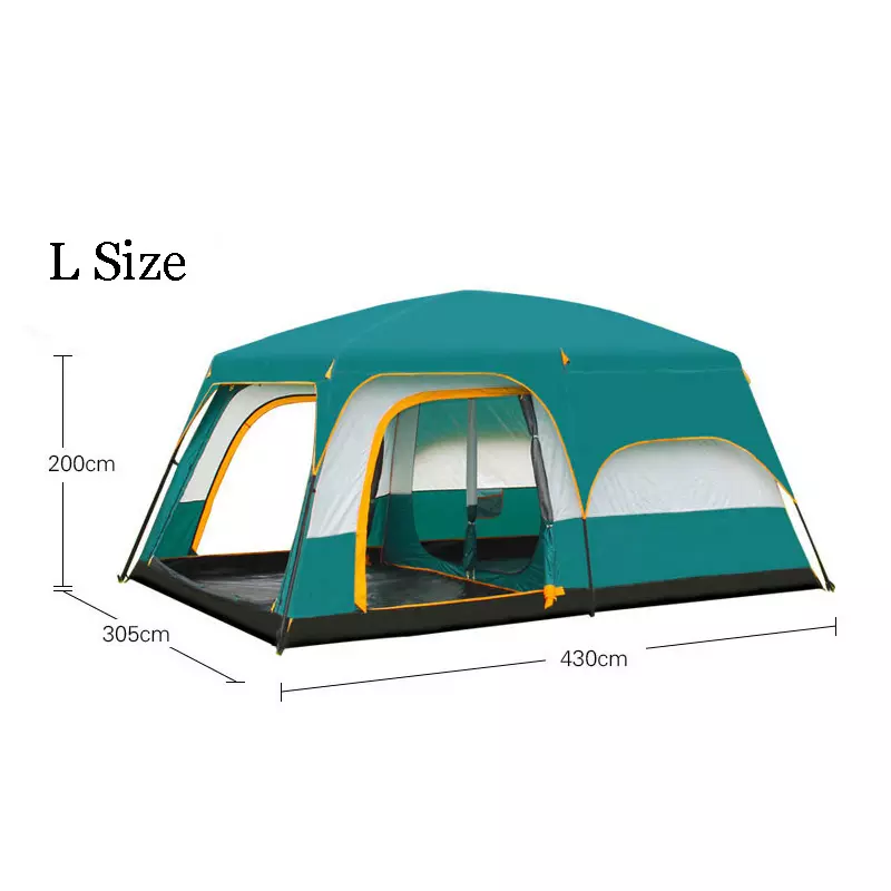 Lulusky L Size Ultralarge 6 10 12 Double Layer Outdoor 2living Rooms and 1hall Family Camping Tent In Top Quality Large Space