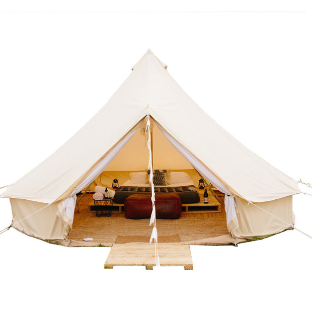 Lulusky 3M 4M 5M 6M 7M Custom Luxury Glamping Teepee Canopy Family Camping Pyramid Hexagonal Cotton Canvas oxford Yurt Bell Tent