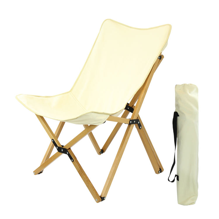 Lulusky Wholesale Wooden Picnic Chairs White Low Profile Canvas Beach Camping Chair Wood MWY002