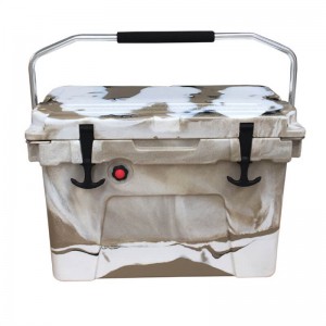 Hot selling Customized Leopard Pattern Plastic bin Hard Sided Live Bait Fishing Dry Box Cooler Colorful Plastic Beer Cooler Box