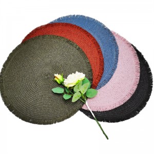 New Paper Yarn with Fringes Indoor Or Outdoor Braided Non-Slip, Heat- Resistant Round Place Mats for Dining Table.