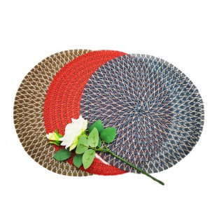 New Plastic Indoor Or Outdoor Braided Non-Slip, Heat- Resistant Round Place Mats for Dining Table.