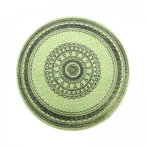 Paper Yarn with Printing Indoor Or Outdoor Braided Non-Slip, Heat- Resistant Round Place Mats for Dining Table.