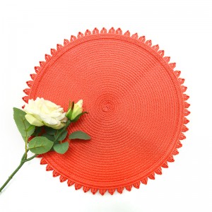 Popular Plastic Fringe Indoor Or Outdoor Braided Non-Slip, Heat- Resistant Round Place Mats for Dining Table.