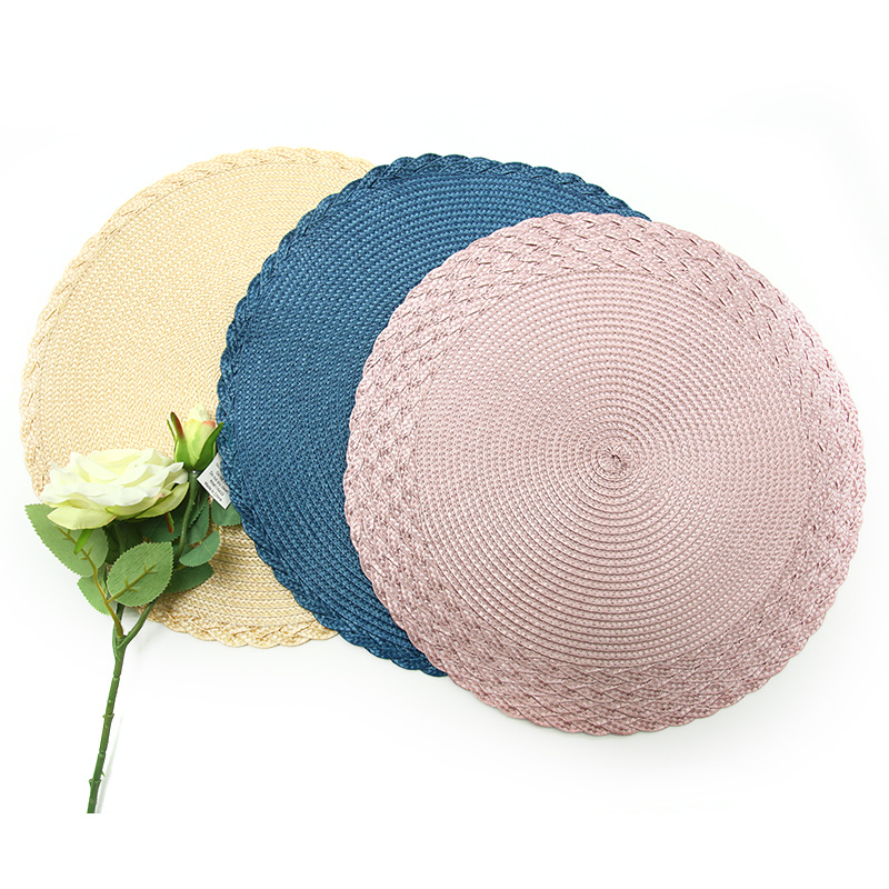 Popular Plastic Indoor Or Outdoor Braided Non-Slip, Heat- Resistant Round Place Mats for Dining Table. Featured Image