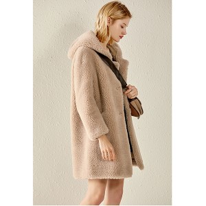 22T007 Women Fleece Warm Woolen Lamb Fur Coat