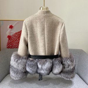 WL001 New Street-Style Apparel Fur Trim Parka Double Side Woolen Jackets Hand-Stitched Ladies Korean Cashmere Wool Coat