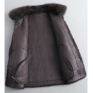 22F033 Trending Lady Dress Custom Ladies Wool Coat Real Fox Fur Collar Hand-stitched Outerwear Sheep Shearing Winter Coat