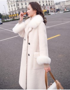 22F002 New Real Fox Fur Sheepskin Fur Integrated Lamb Fur Wool Plush Coat