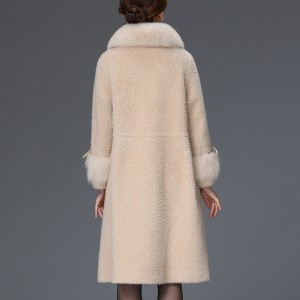 22F015 Real Sheep Shearing Fur Coat Big Pocket Fashion Sheepskin Plush Coat