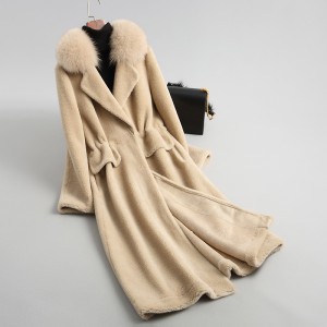 22F021 Fashion Urban Clothing Plus Size Long Shearing Fur over Coat Women Winter Autumn Warm Wool Grain Coat Lambskin Teddy Coat