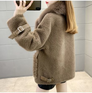 22F030 Custom Pure Merino Wool Tops Fleece Clothes Sheep Shearing Cardigan Women Winter Real Fur Coats