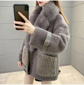 22F030 Custom Pure Merino Wool Tops Fleece Clothes Sheep Shearing Cardigan Women Winter Real Fur Coats