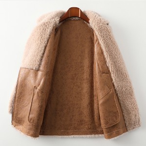 22R006 Fashion Streetwear Sheepskin Coat Winter Fleece Women Coat Genuine Fur Winter Warm Loose Fit Fur Jacket