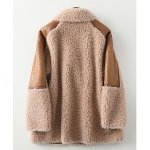 22R006 Fashion Streetwear Sheepskin Coat Winter Fleece Women Coat Genuine Fur Winter Warm Loose Fit Fur Jacket