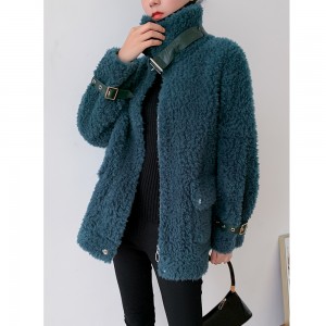 22R014 Factory Wholesale Winter Women Jacket Sheep Shearing Fur Plush Overcoat Winter Coats for Ladies