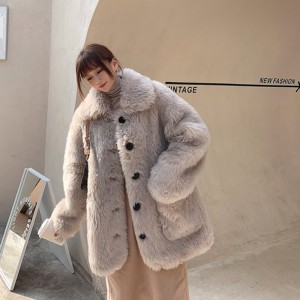 22R023 Custom Luxury Cloth Merino Wool Tops Trendy Sheepskin Jacket Sheep Shearing Fur Plush Overcoat