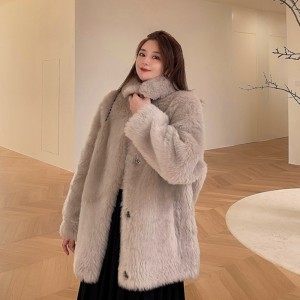 22R024 Factory Wholesale 100% Wool Sheep Shearing Fur Coat Fleece Winter Coats for Ladies