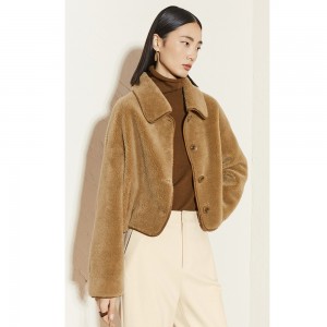 22R026 Factory Wholesale Sheepskin Jacket Sheep Shearing Fur Plush Overcoat Multi Color Fur Parka