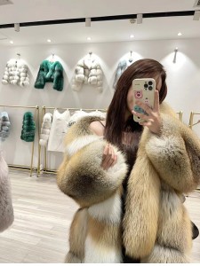 228FC034 Real Animal Fur Outerwear Luxury Winter Women Apparel Warm Fox Fur Coat For Women