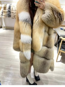 228FC034 Real Animal Fur Outerwear Luxury Winter Women Apparel Warm Fox Fur Coat For Women