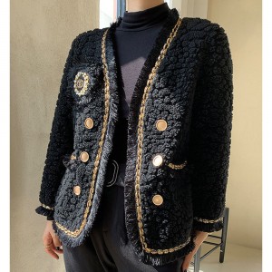 Discount Alpaca Shearling Coat Manufacturer –  22C018 Plush Overcoat 100% Wool Shearing Fur Jacket for Winer  – MeWell