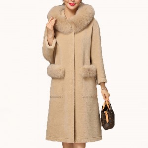 22F046 Fashion Lambskin Overcoat Merino Wool Si...