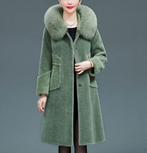 22F062 Russian Winter Swing Coat Female Fur Trim Hooded Wool Apparel Fleece Parka Thick Long Coat with Real Fox Fur Collar