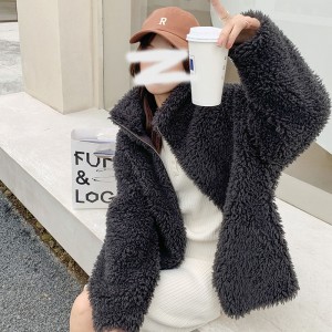 22H002 Custom Luxury Cloth Sheep Shearing Fur Plush Overcoat Multi Color Fur Parka Winter Women Fleece Jackets Coat