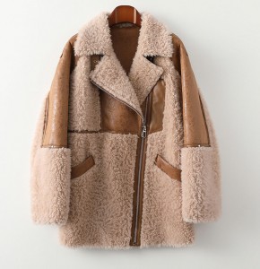 22R006 Fashion Streetwear Sheepskin Coat Winter...