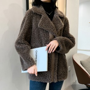 22R018 Trending Lady Dress Outwear Fleece Wool Plush Coat Multi Color Fur Parka Real Fur Coat Women
